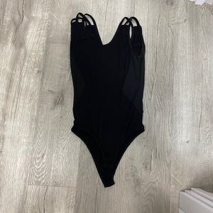 Black bodysuit with mesh inserts